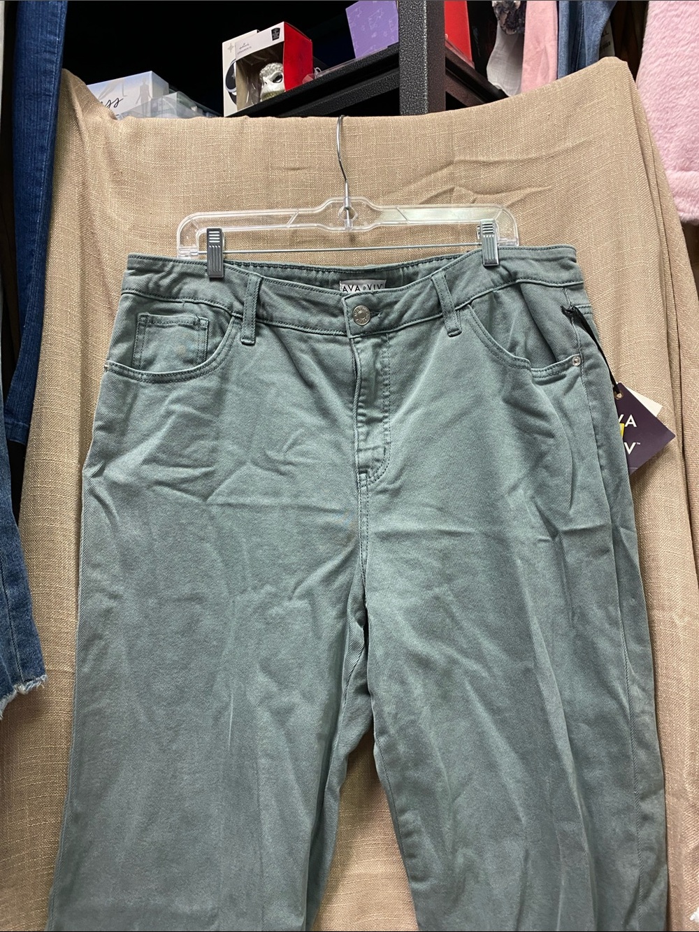 Ava & Viv Sage Green Straight-Leg Jeans